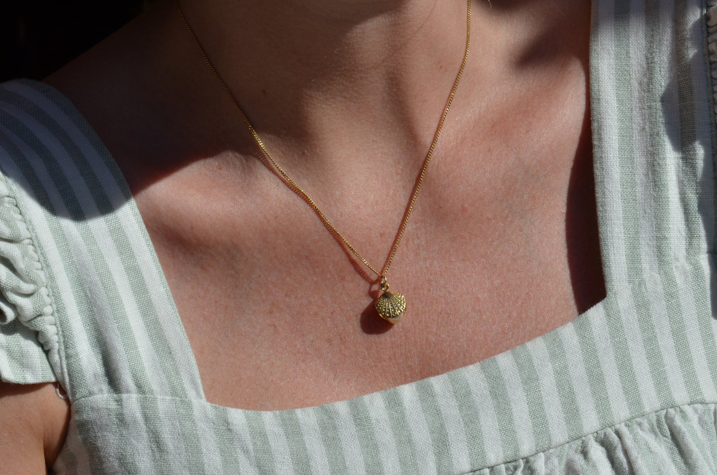 Textured Shell and Pearl Charm