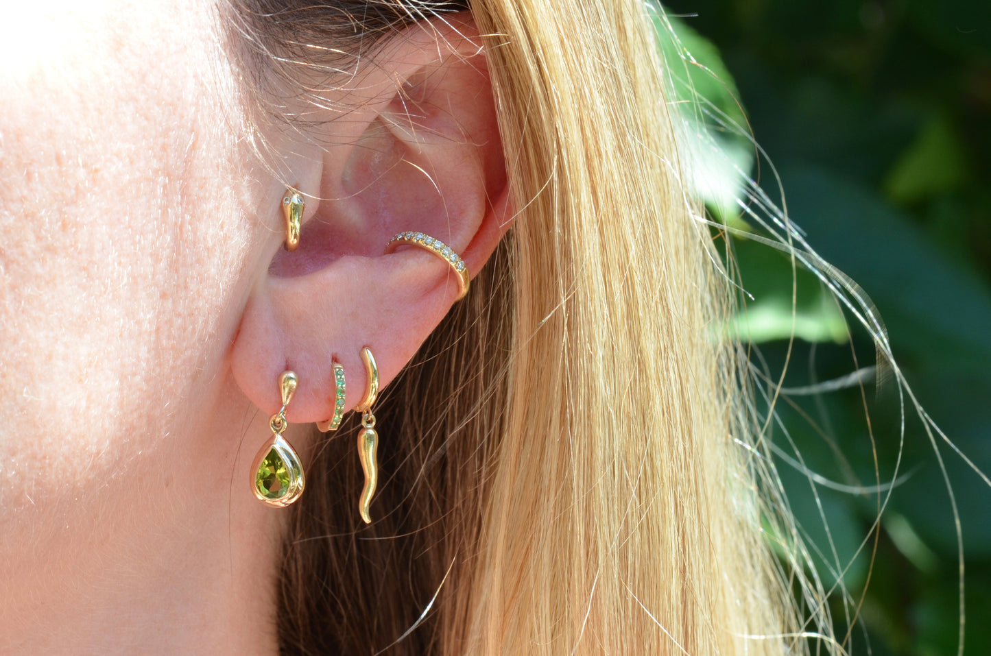 Dewy Peridot Pear Drop Studs