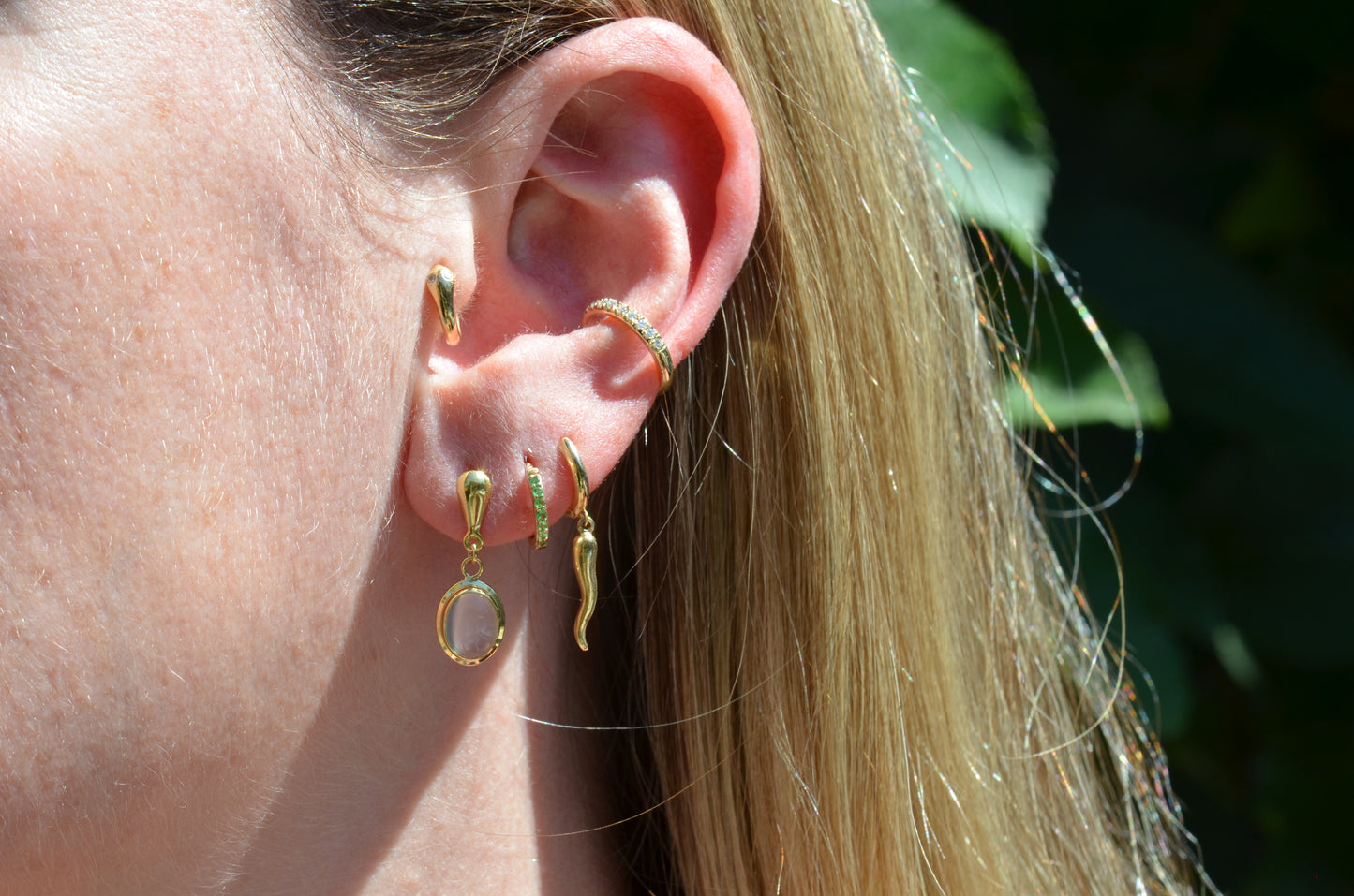 Glowing Moonstone Drop Studs