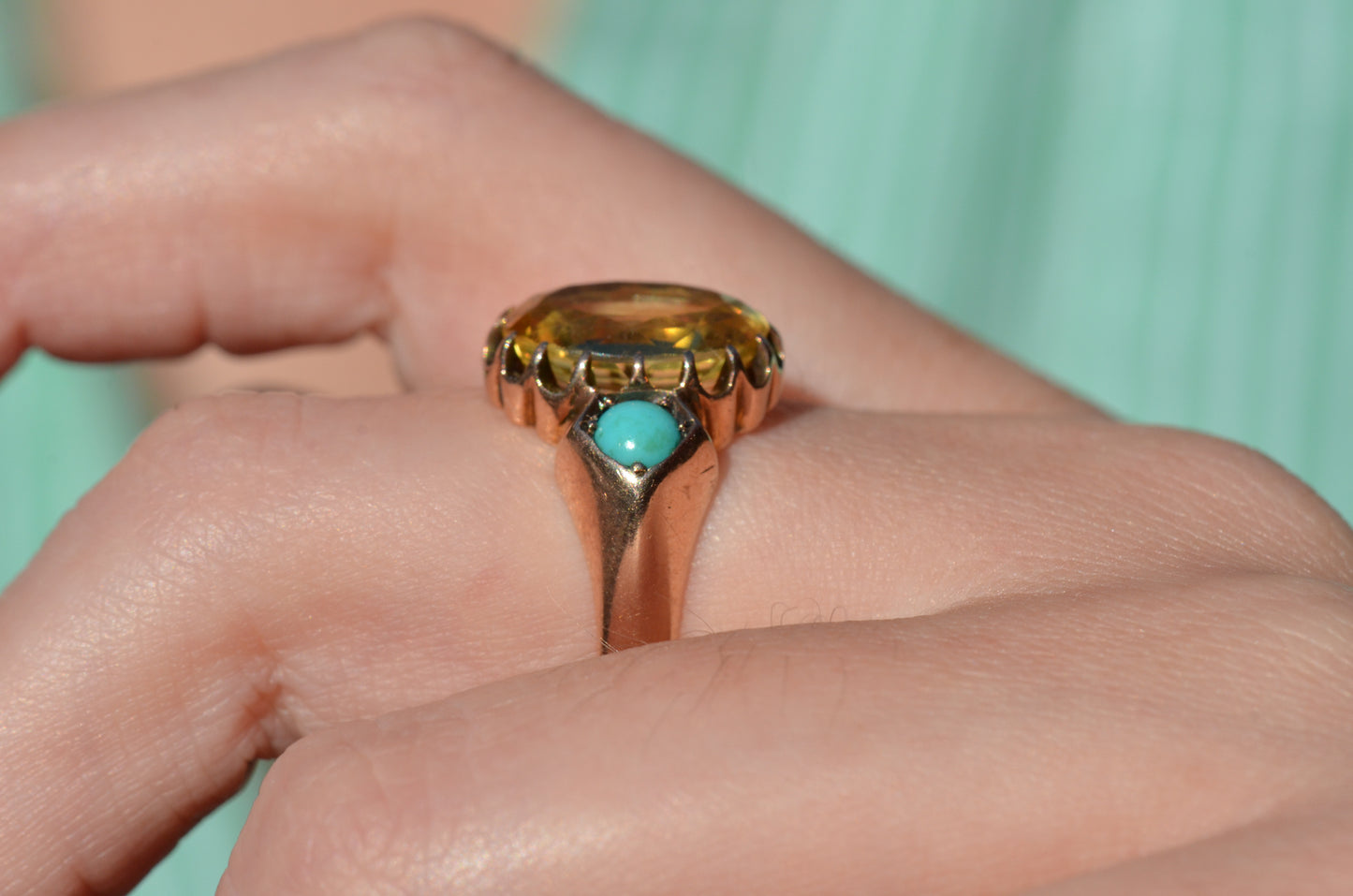 Bold Citrine and Turquoise Cocktail Ring