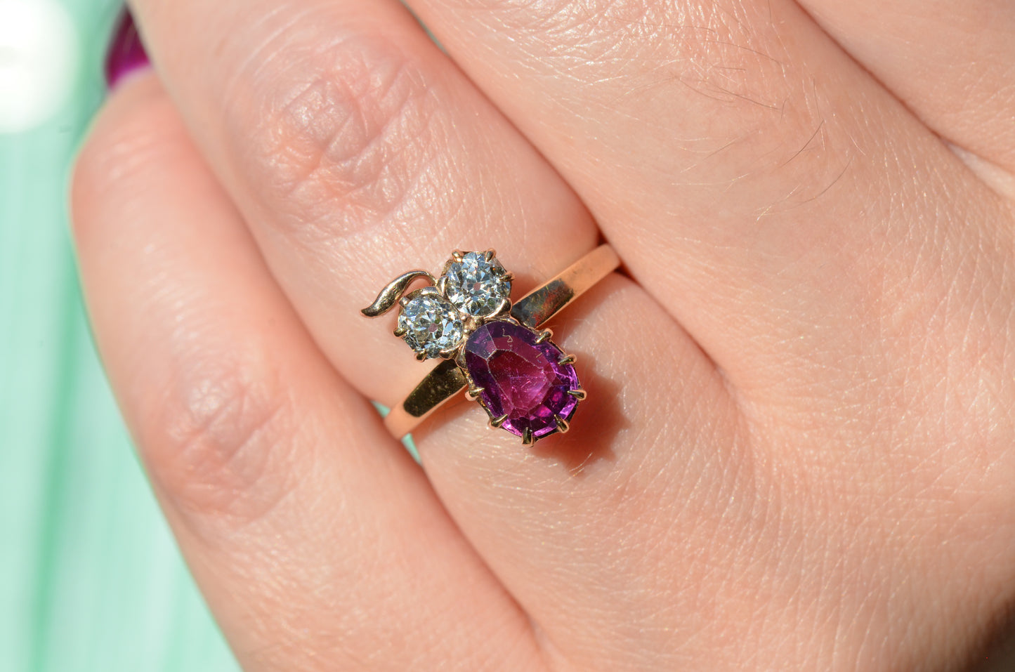 Antique Ruby and Diamond Conversion Ring
