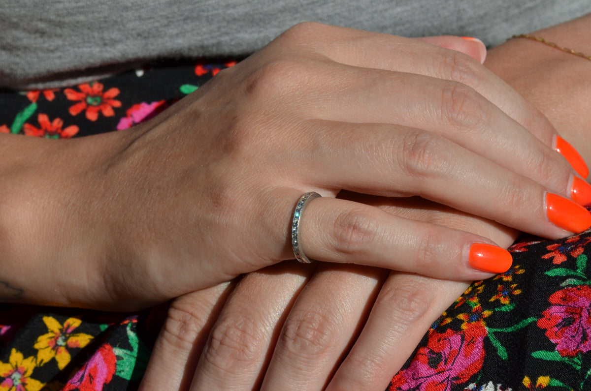 Small Vintage Platinum Eternity Band