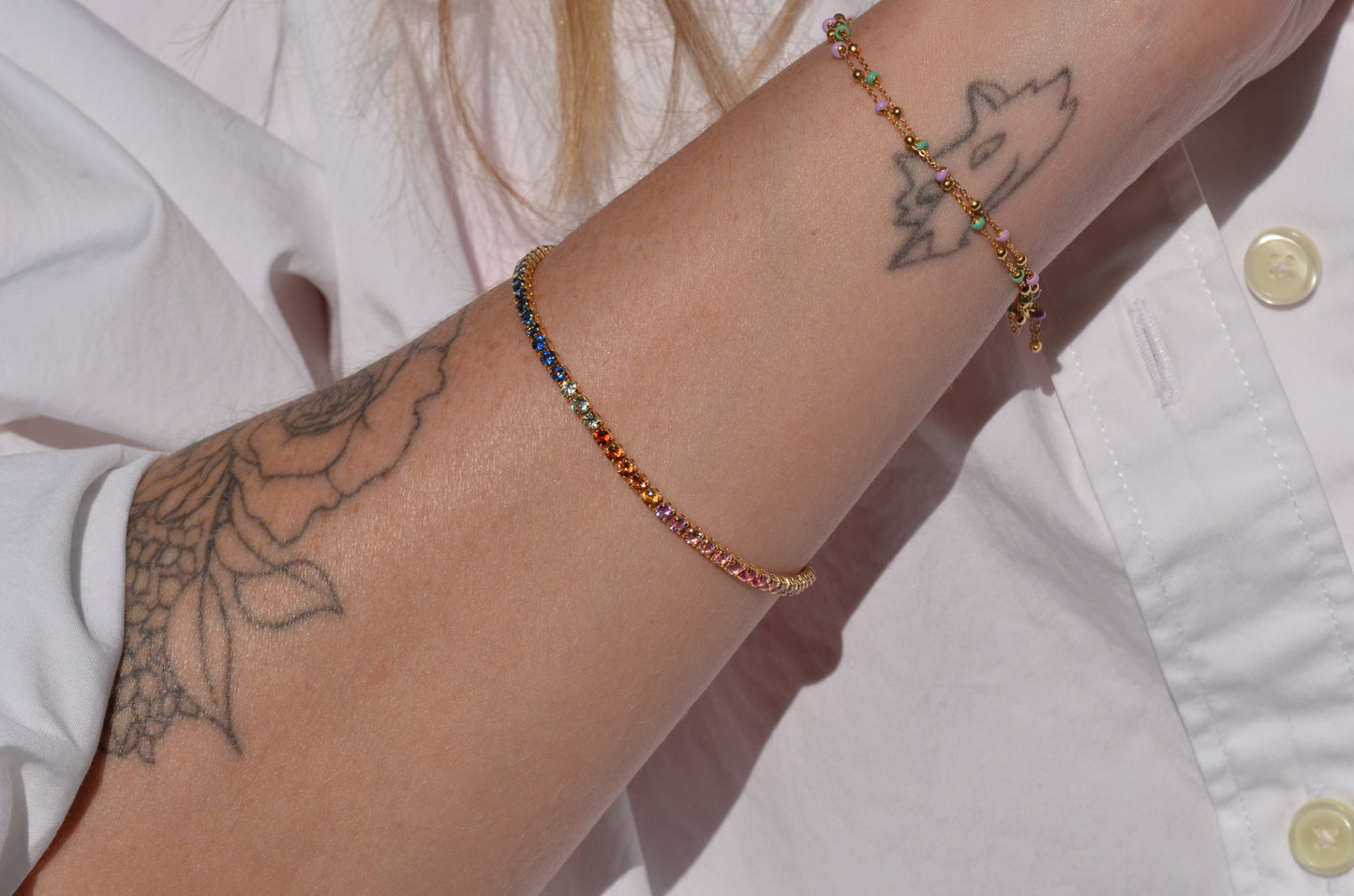 Rainbow Sapphire Estate Tennis Bracelet