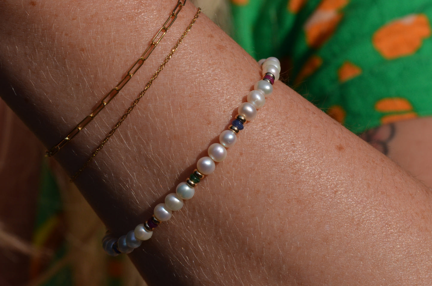 Chic Pearl and Gemstone Bracelet