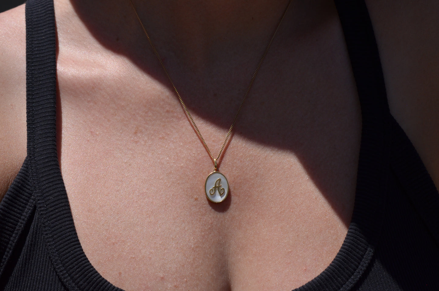 Sweet Mother of Pearl "A" Pendant