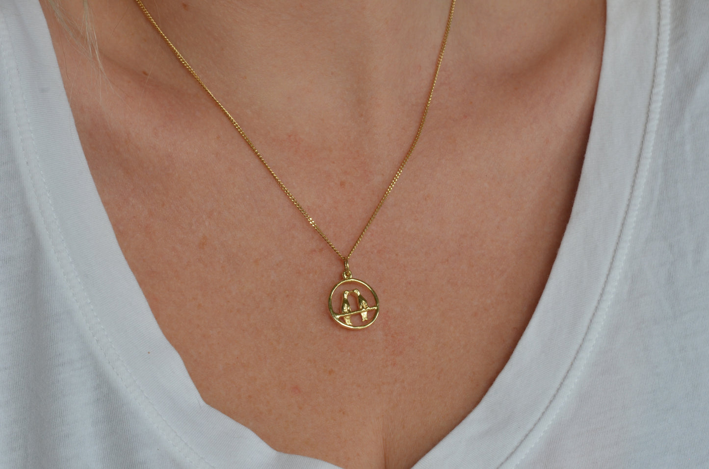 Vintage Gold Lovebirds Charm