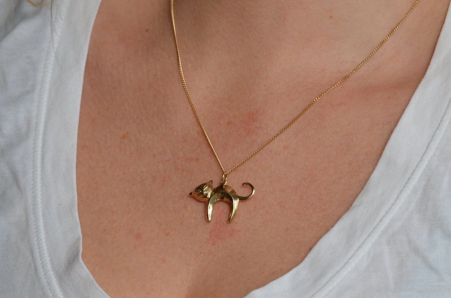Stylized Arched Cat Charm