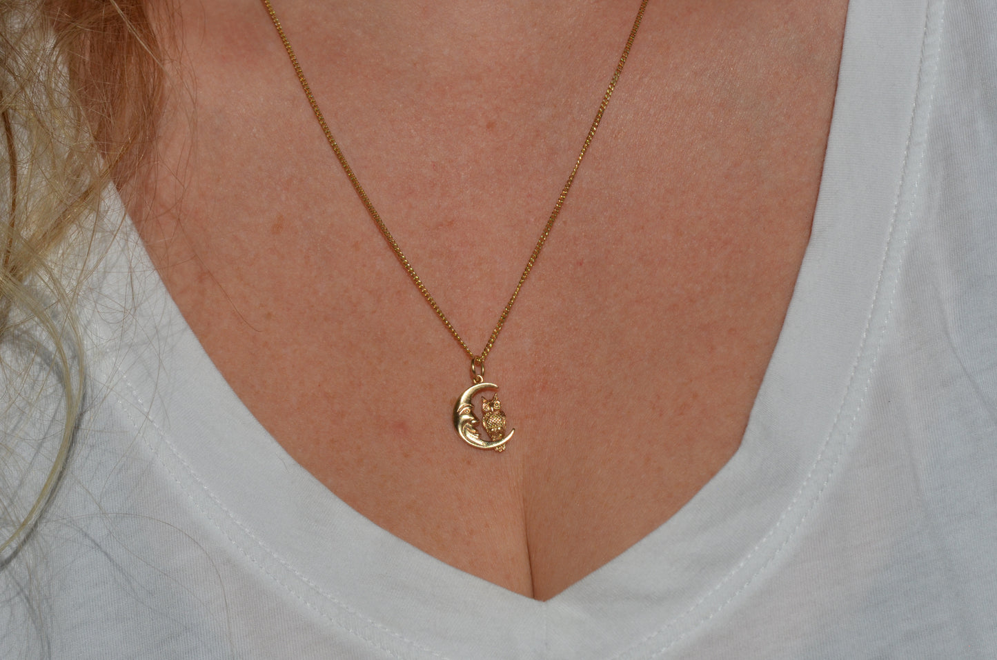 Petite Vintage Owl in Moon Charm