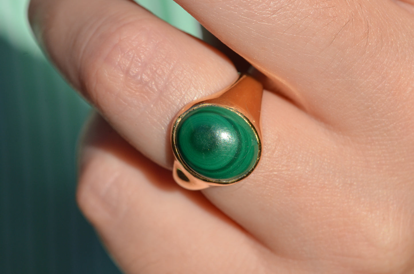 Hypnotic Midcentury Malachite Signet