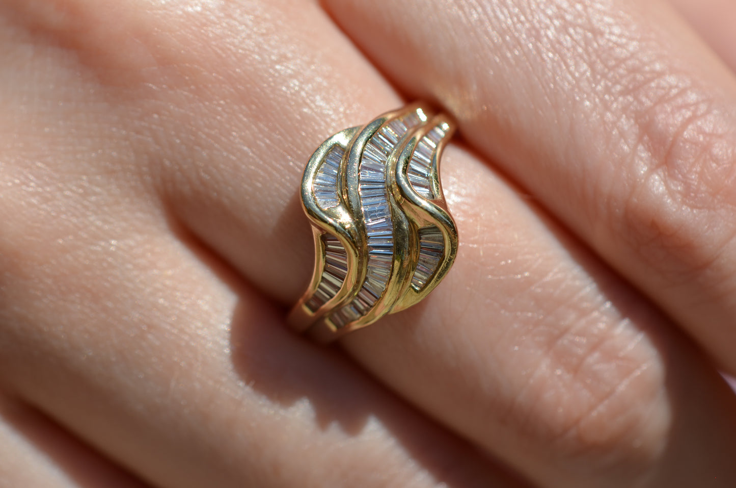 Swooping Vintage Baguette Cluster Ring