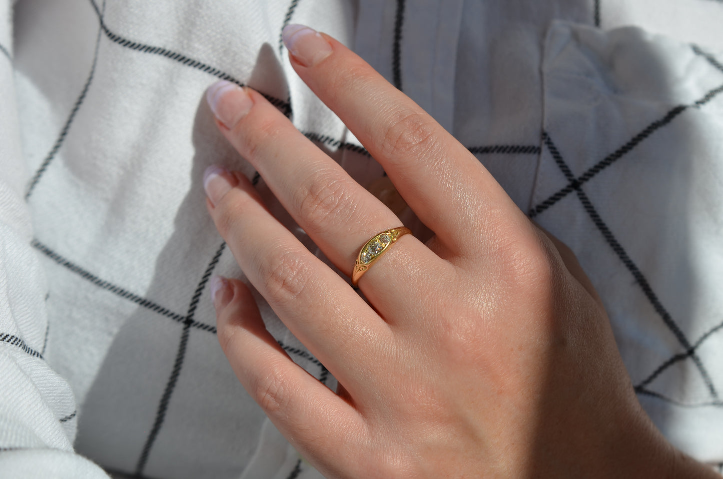 Elegant Edwardian Diamond Boat Ring