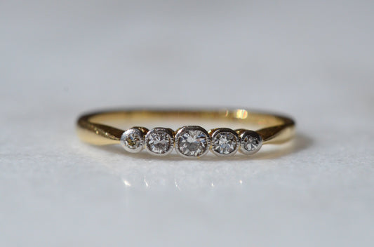 Sparkling Five Diamond Bezel Ring