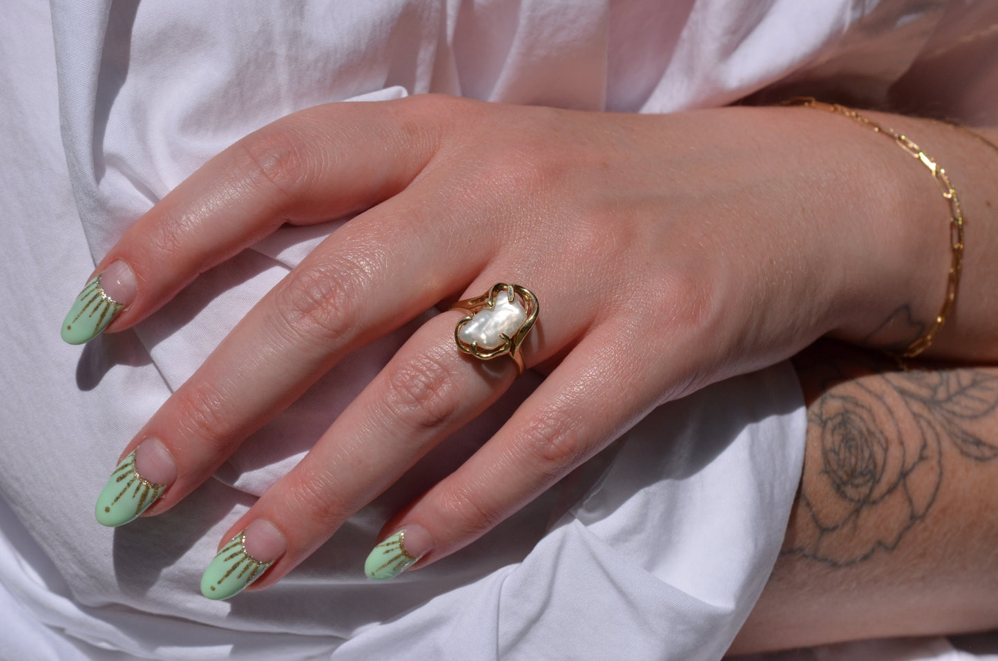 Unique Freeform Pearl Ring