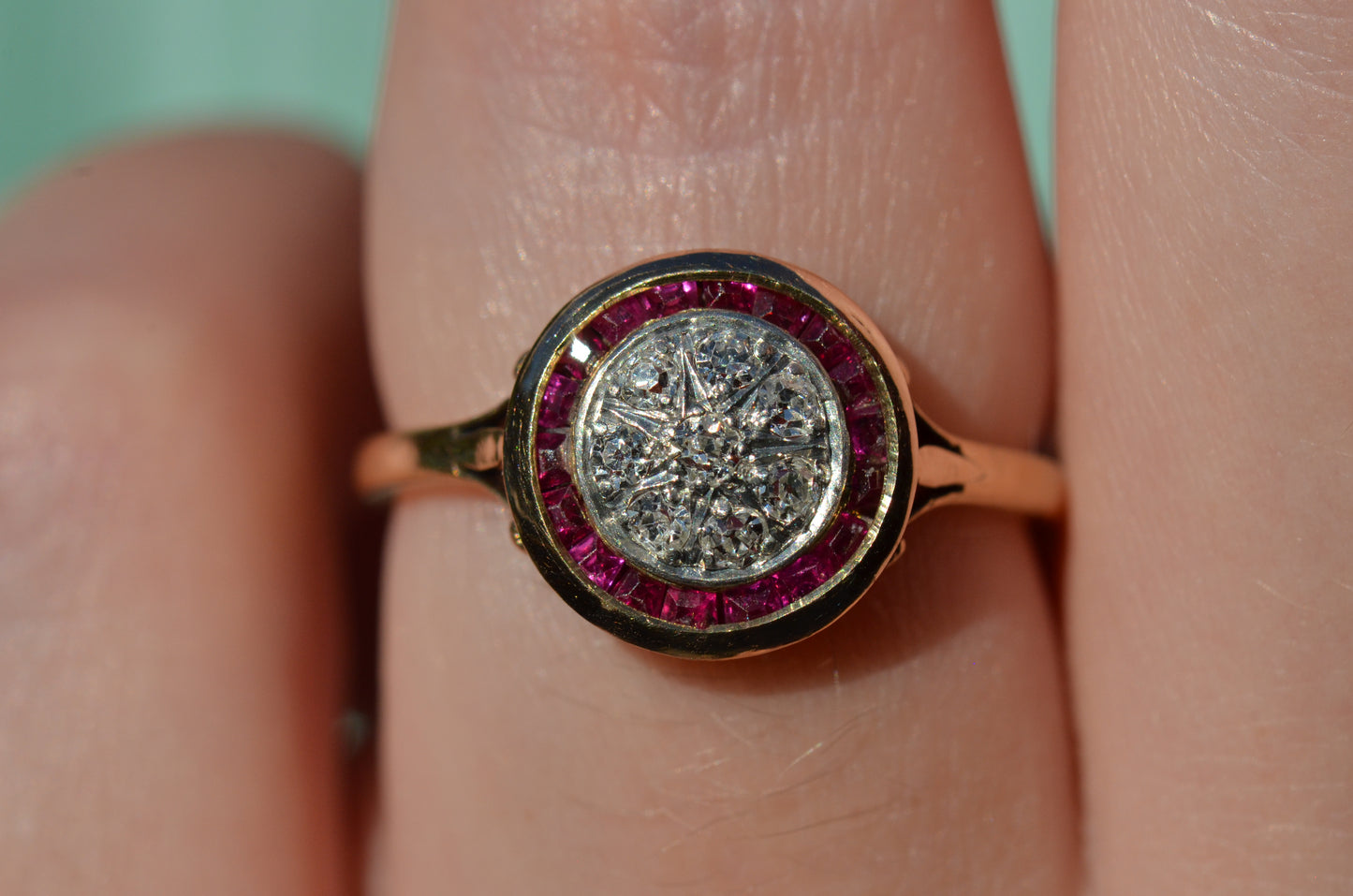 Scintillating Antique French Ruby Target Ring