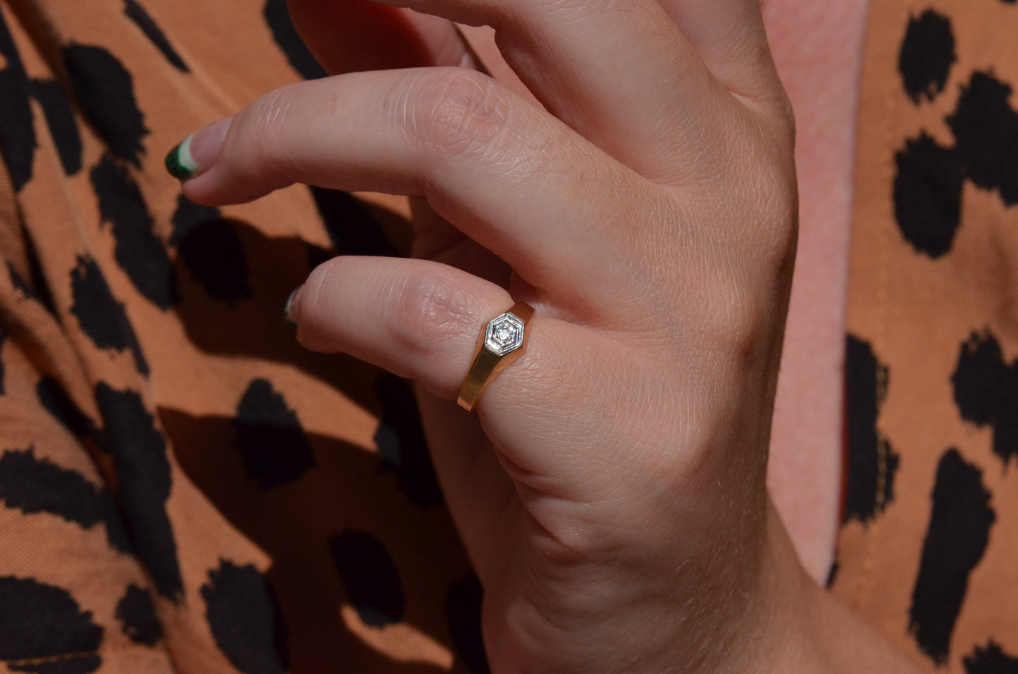Petite Hexagon Diamond Ring