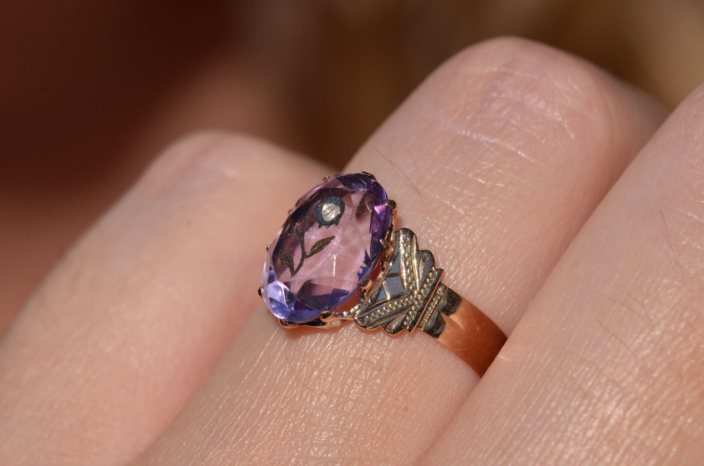 Tender Antique Rose of Sharon Ring