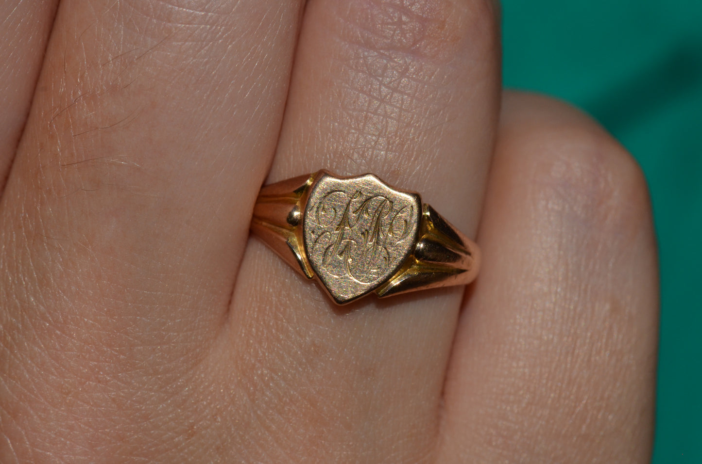 Antique KN Shield Signet Ring