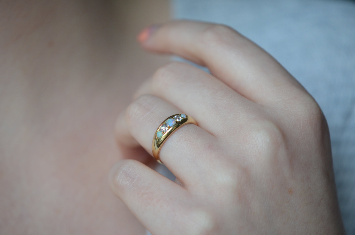 Heavenly Opal and Diamond Band