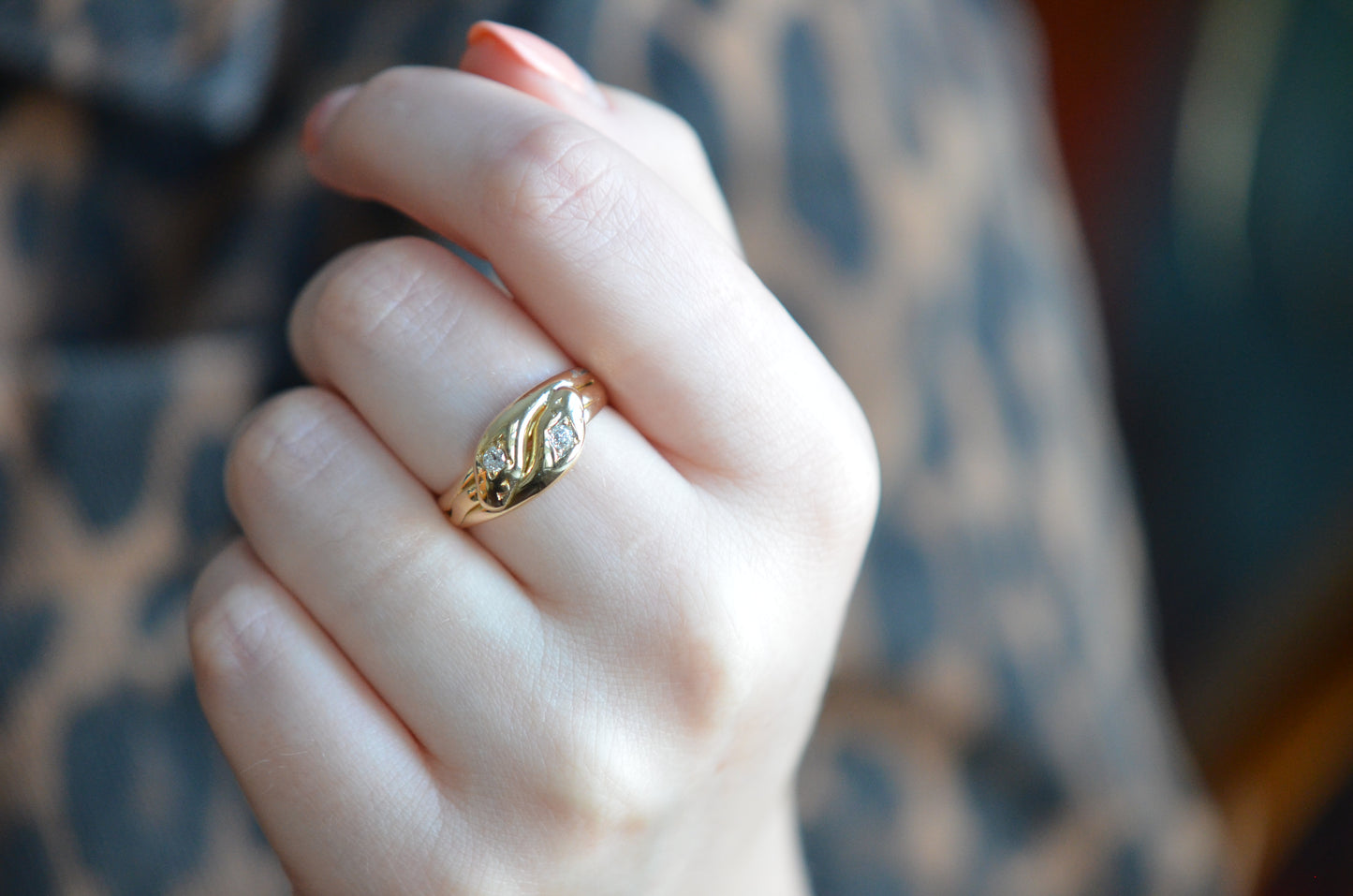 Supple Diamond Double Snake Ring 1903