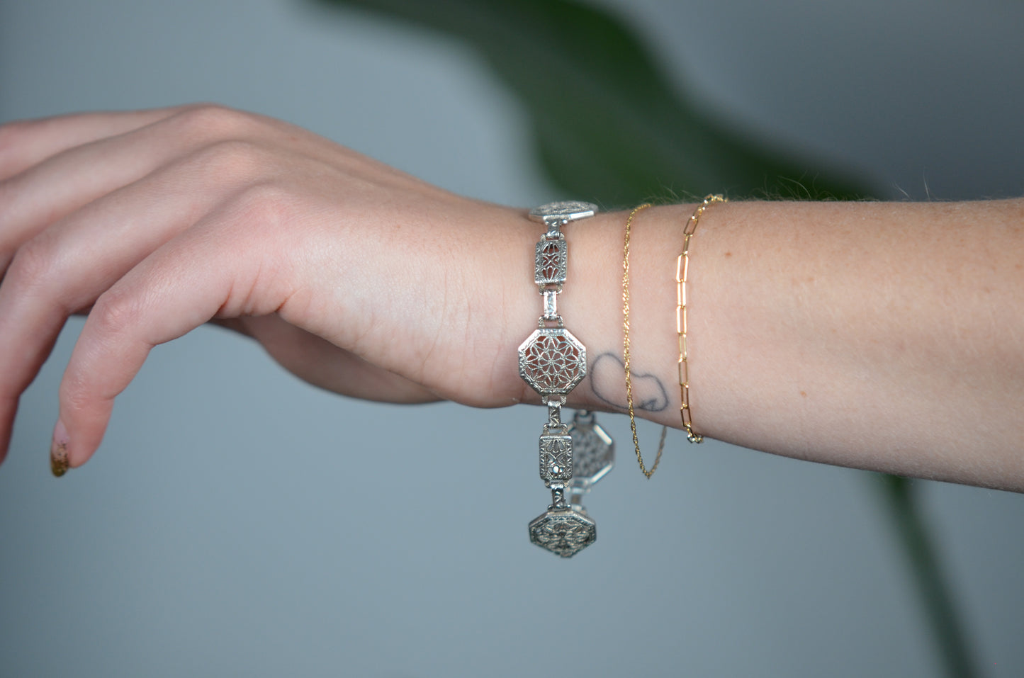 Fine Edwardian Silver Lace Bracelet