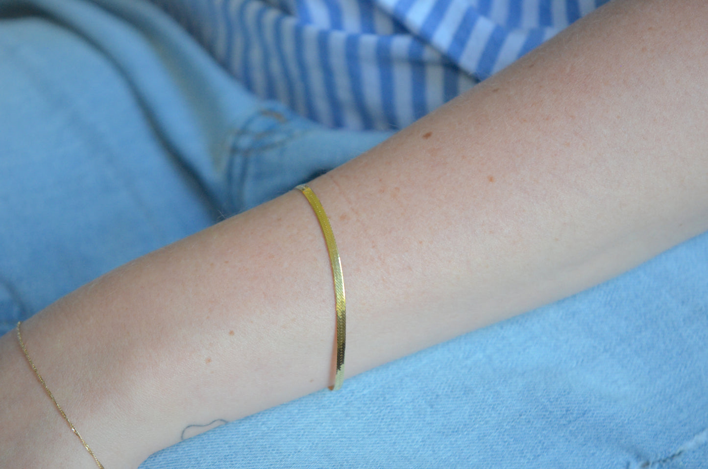 Vintage Liquid Gold Herringbone Bracelet