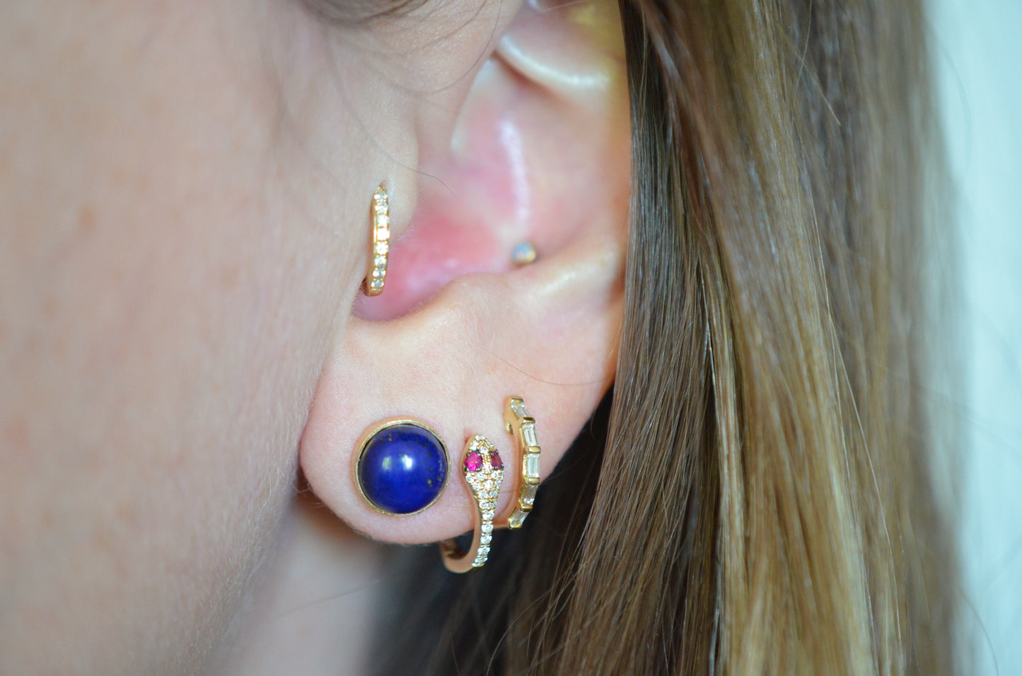 Rich Vintage Lapis Lazuli Button Studs