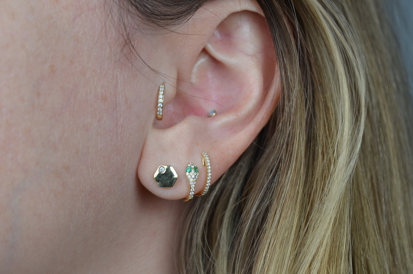 Estate Geometric Diamond Plate Studs