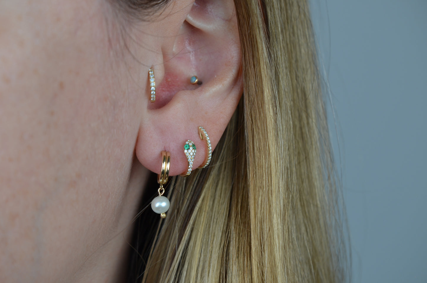 Petite Estate Dangling Pearl Hoops