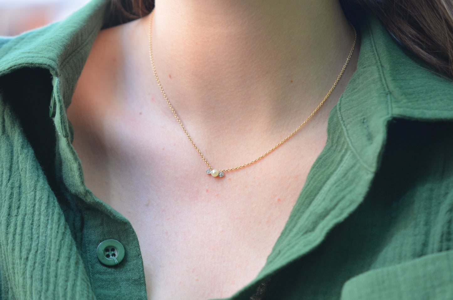 Dainty Pearl and Diamond Conversion Necklace