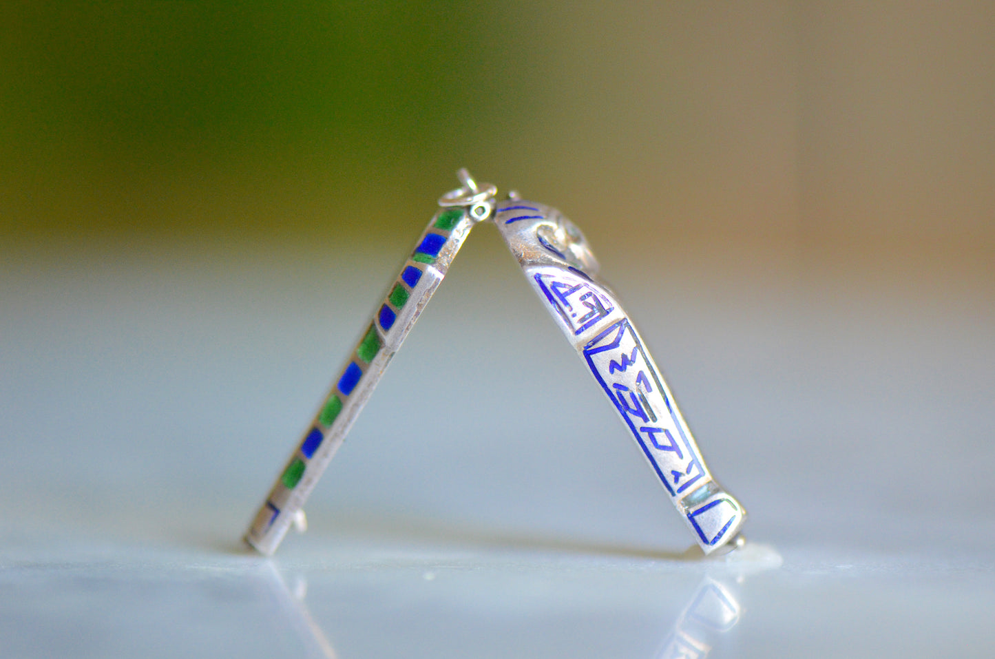 Vibrant Silver and Enamel Sarcophagus Charm