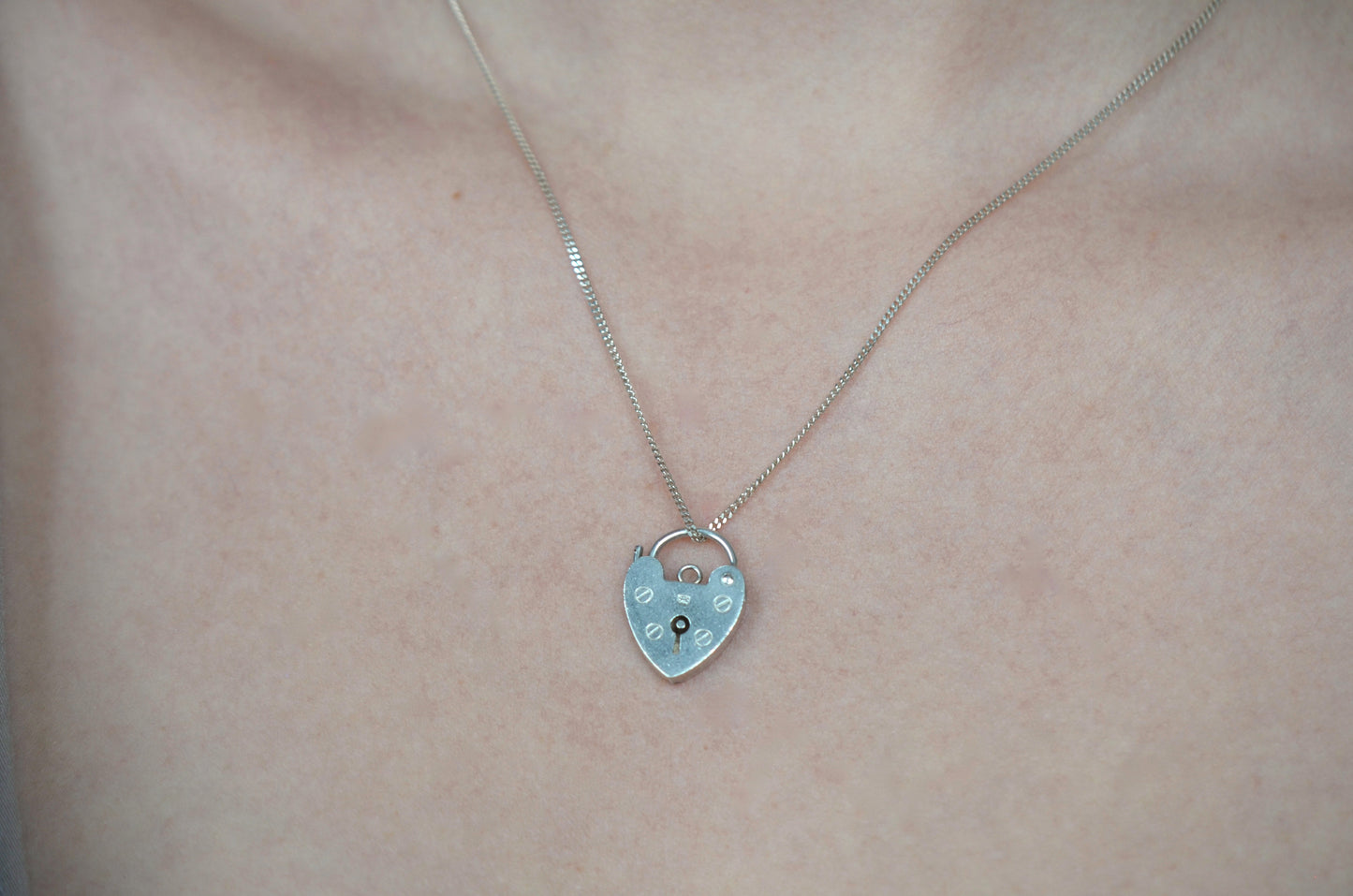 Vintage Silver Heart Padlock Clasp/Charm