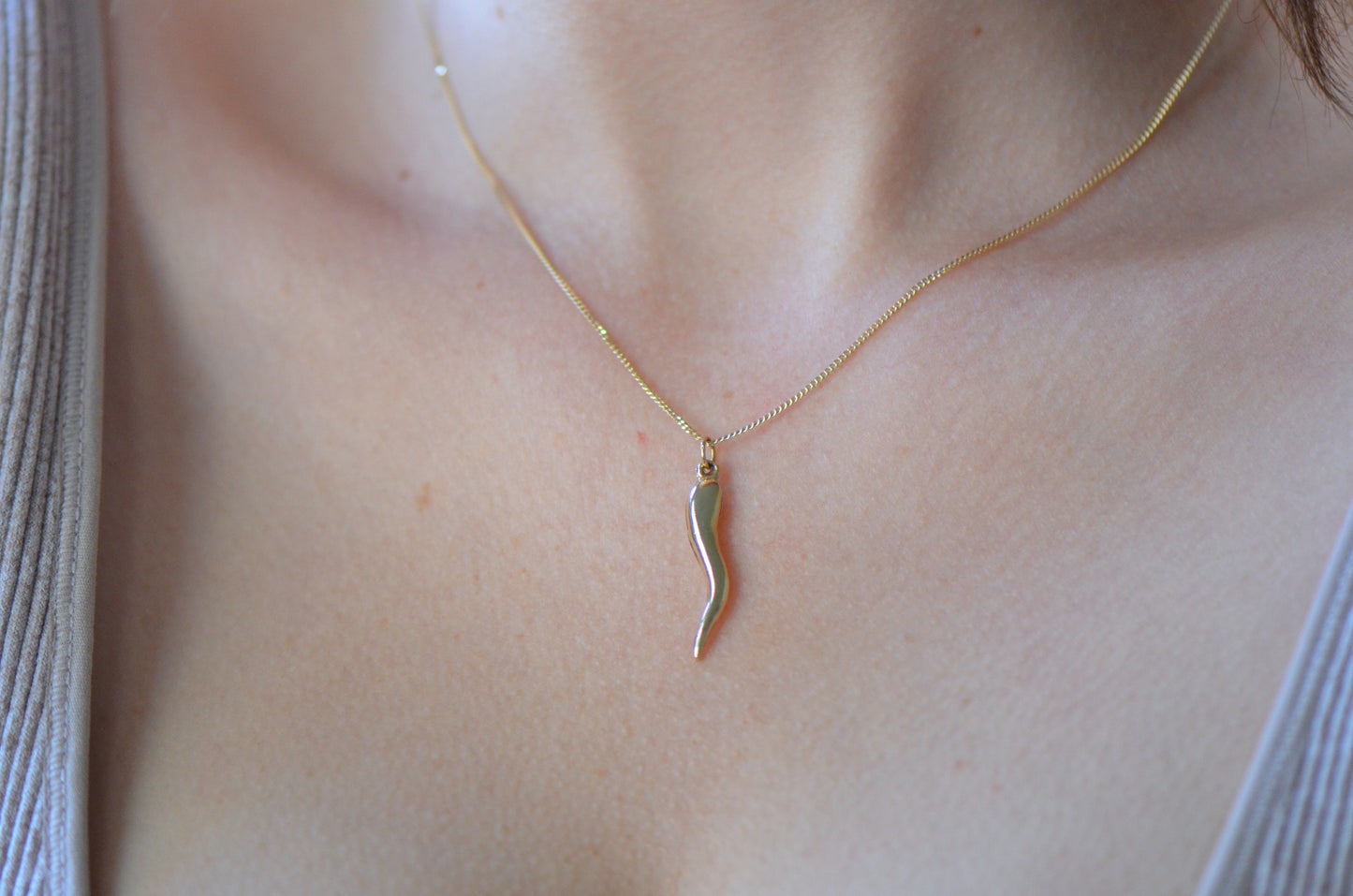 Sleek 14k Cornicello