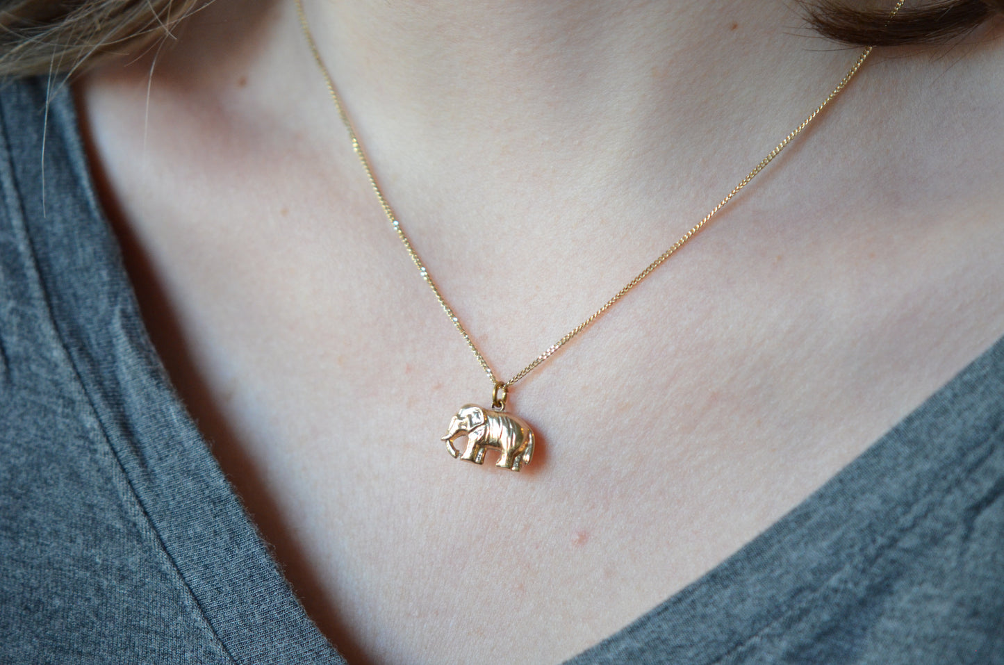 Petite Golden Elephant Charm