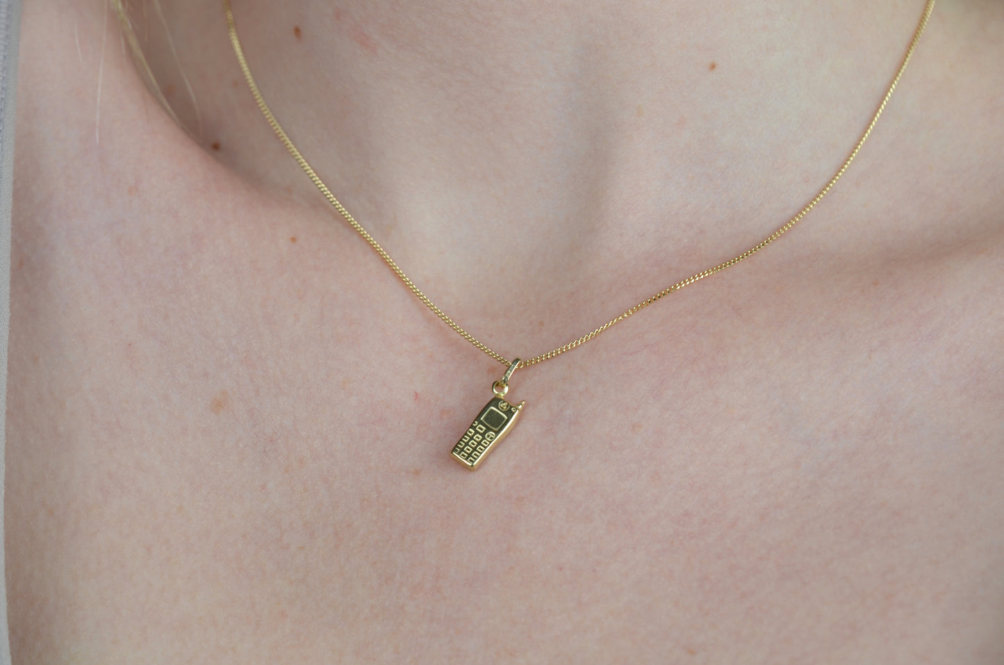 Tiny Gold Nokia Brick Cell Phone Charm