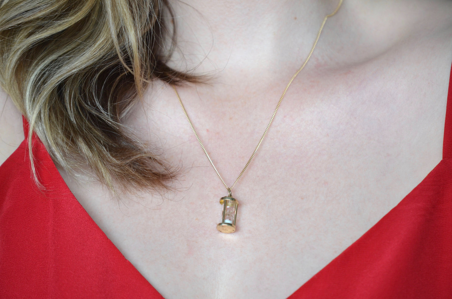 Vintage White Sand Hourglass Charm