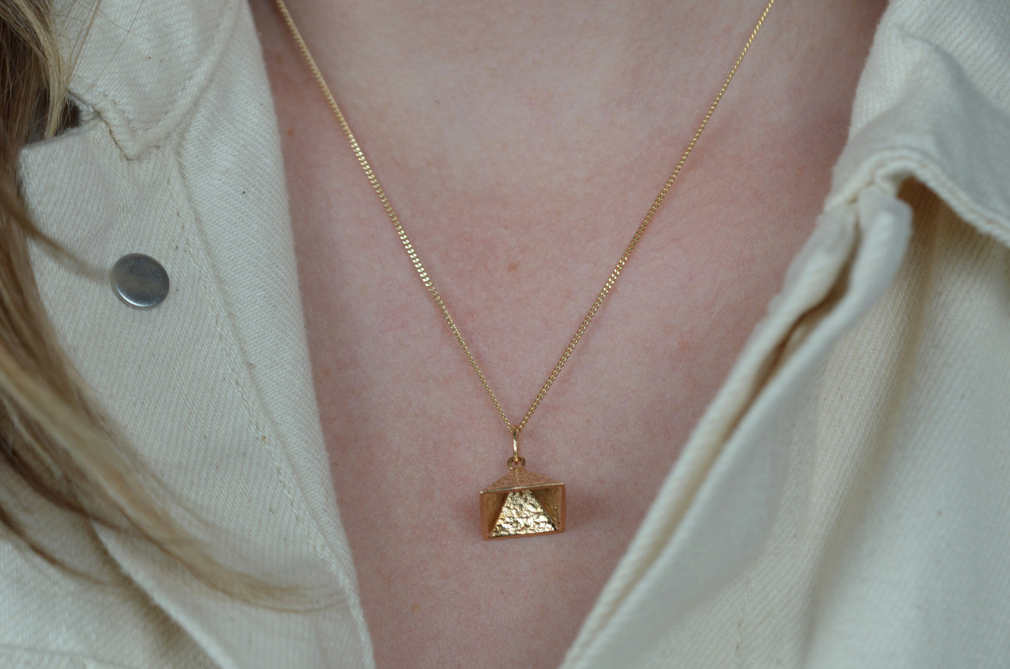 Miniature Vintage Gold Pyramid Charm