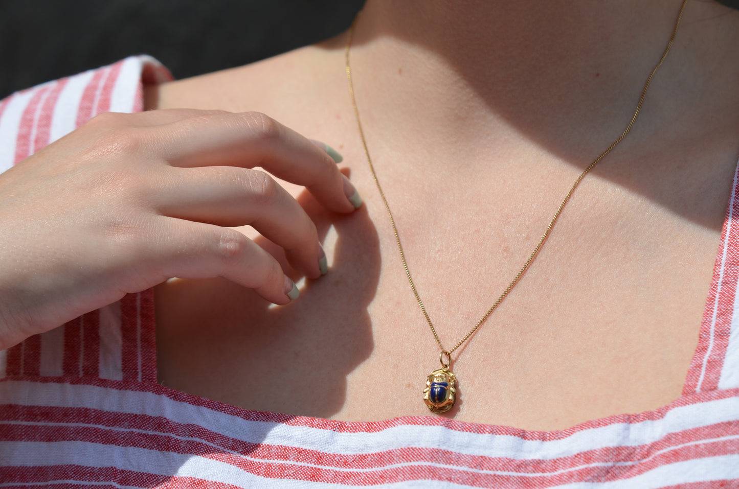Luxe Vintage Lapis Scarab Charm