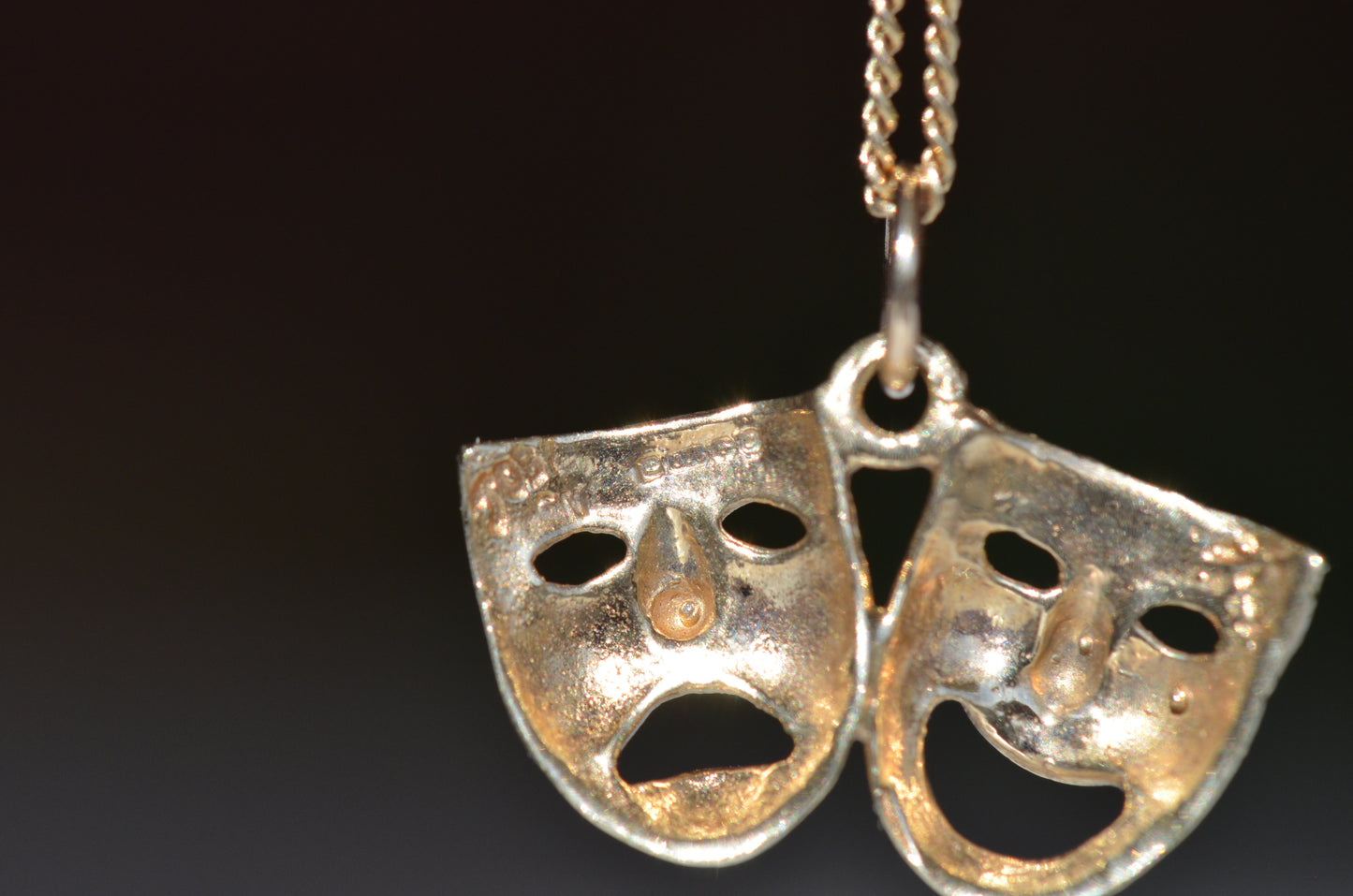 Vintage Gold Drama Masks Charm