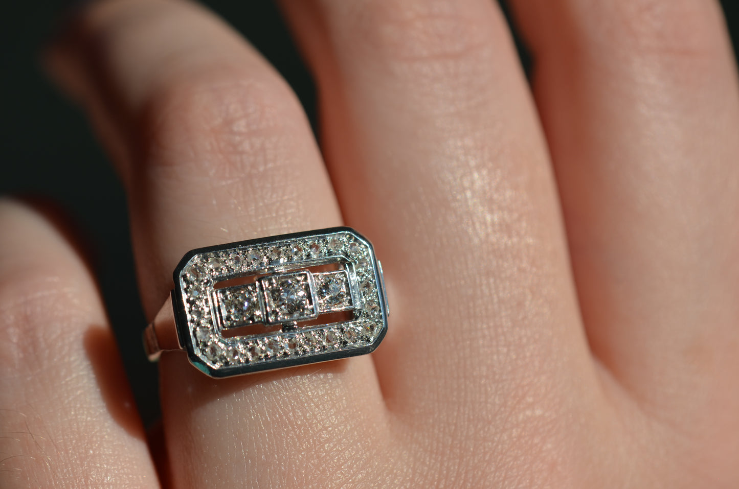 Scintillating Diamond Plaque Ring