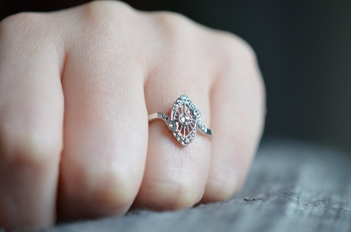 Dainty Rose Cut Diamond Ring