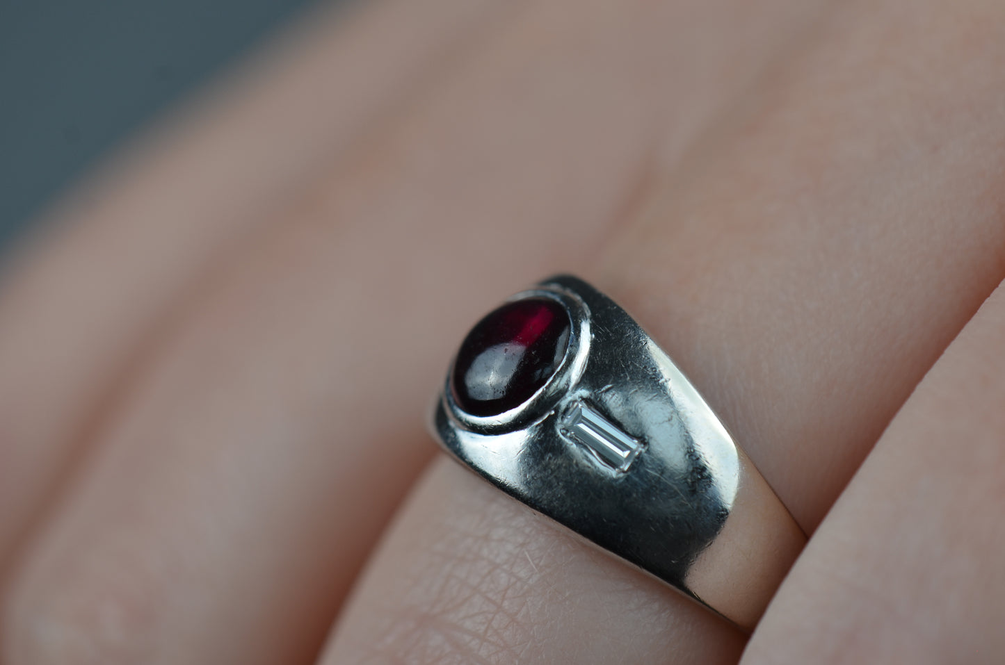 Chunky Vintage Garnet Dome Ring