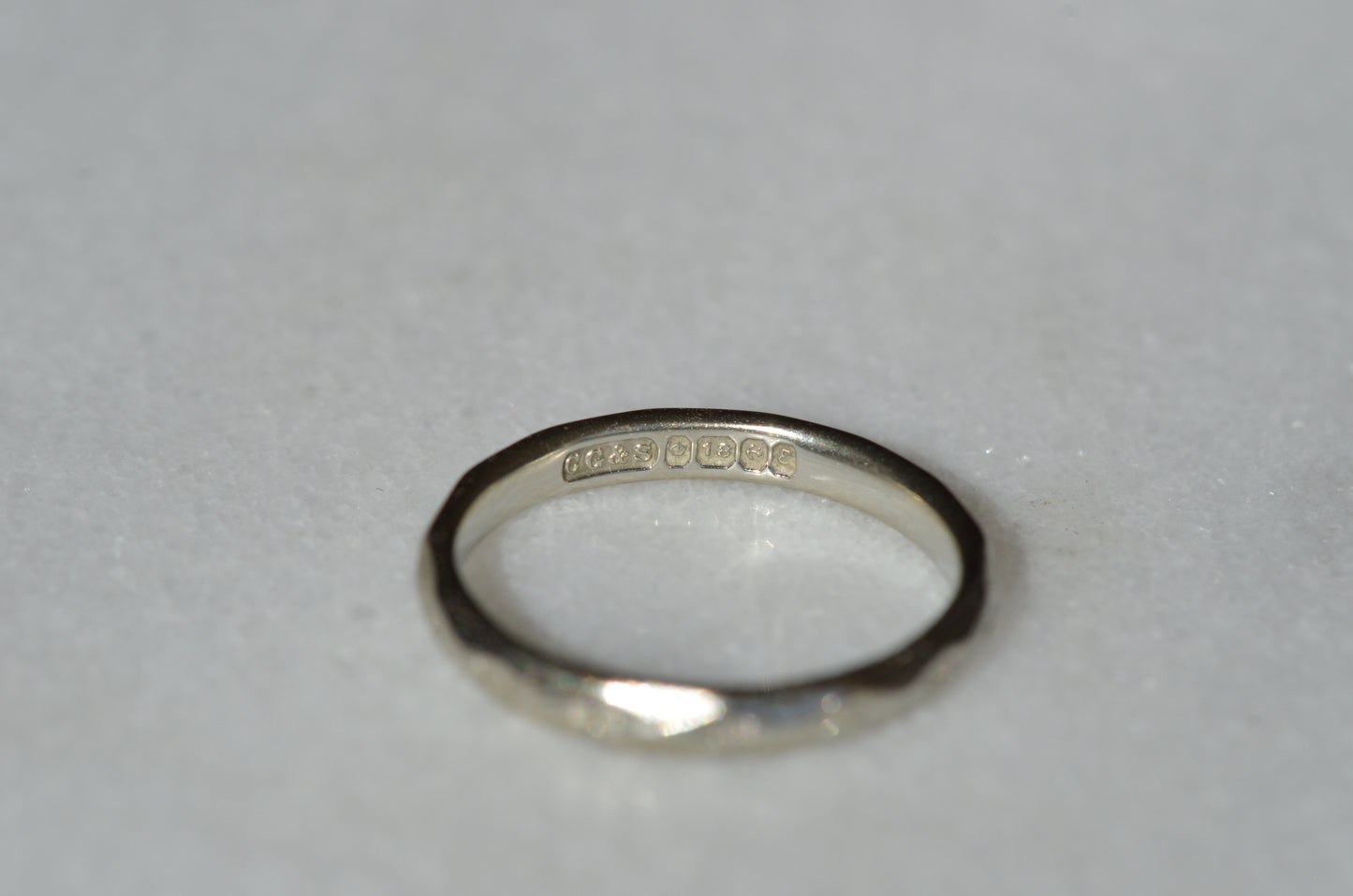 Geometric Vintage White Gold Band