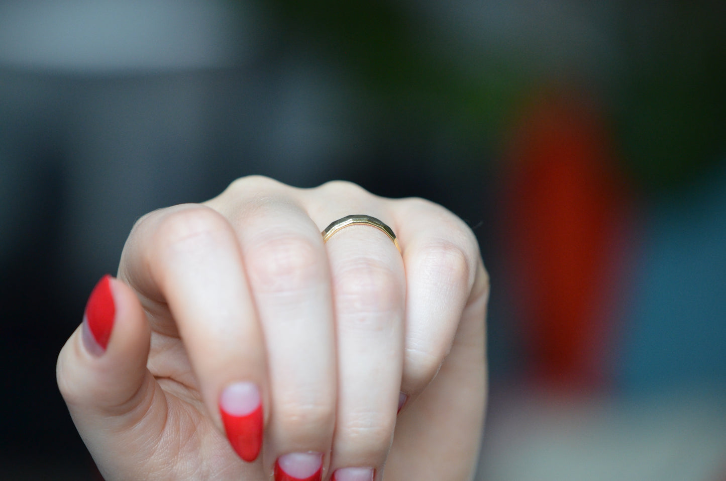 Signed Midcentury Two-Tone Faceted Ring