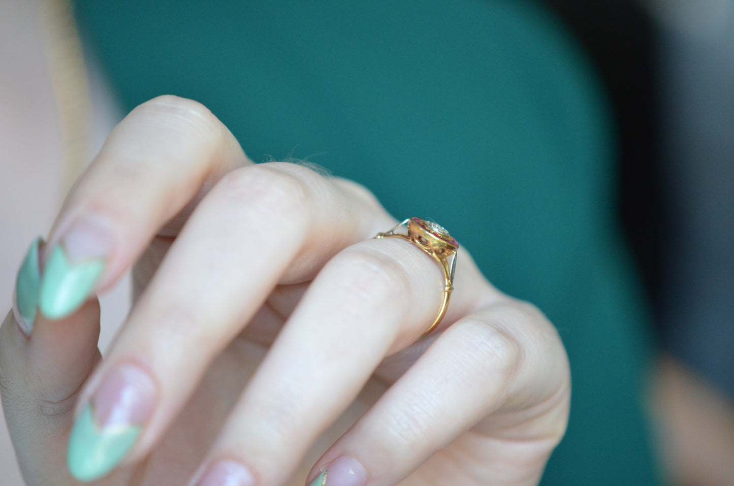 Art Deco Ruby Target Ring