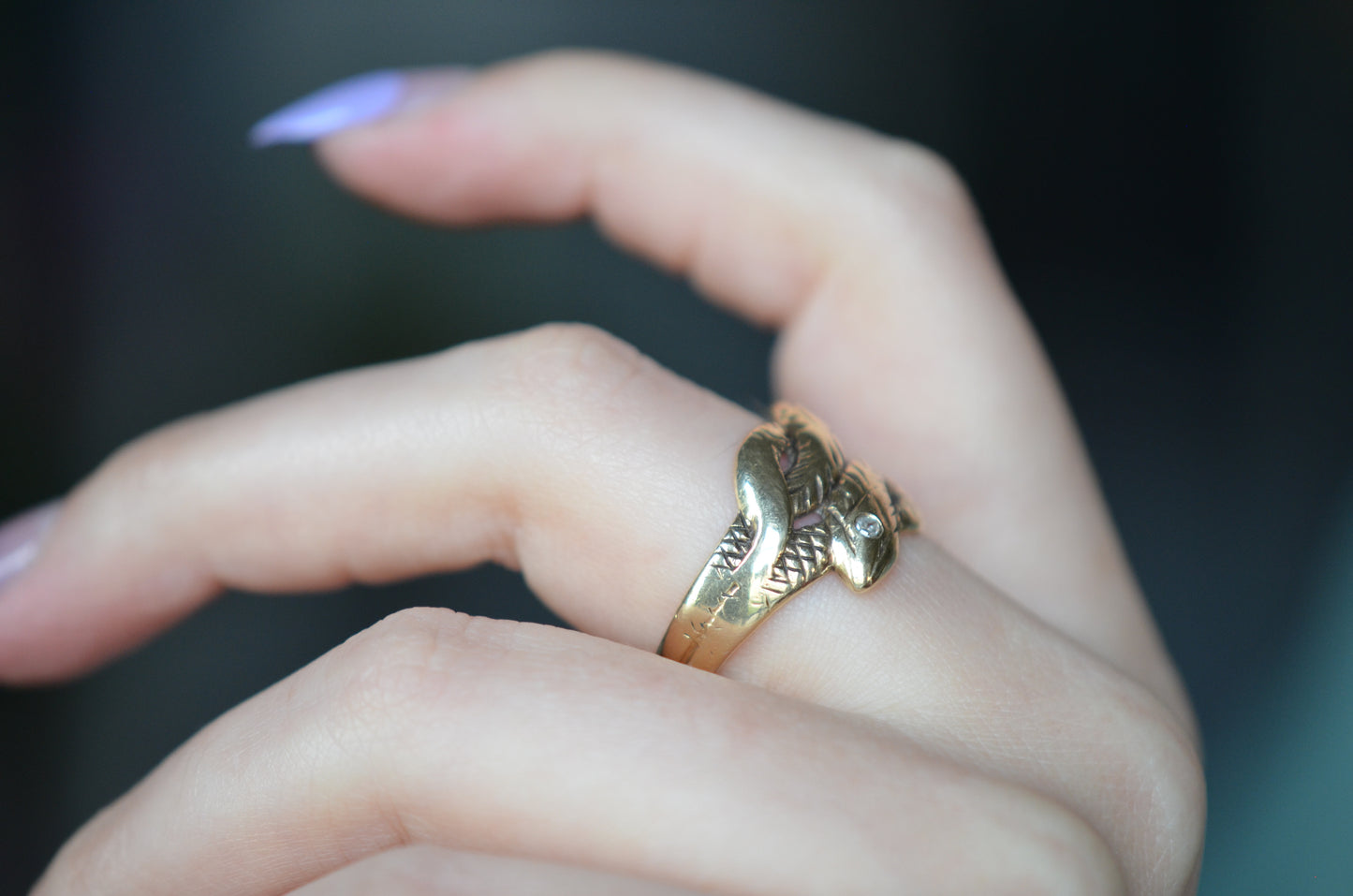 Handsome Midcentury Double Snake Ring