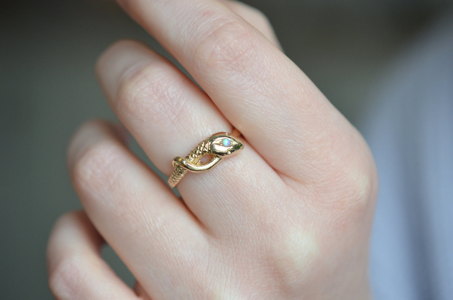 Estate Opal Snake Ring (Size 7.75)