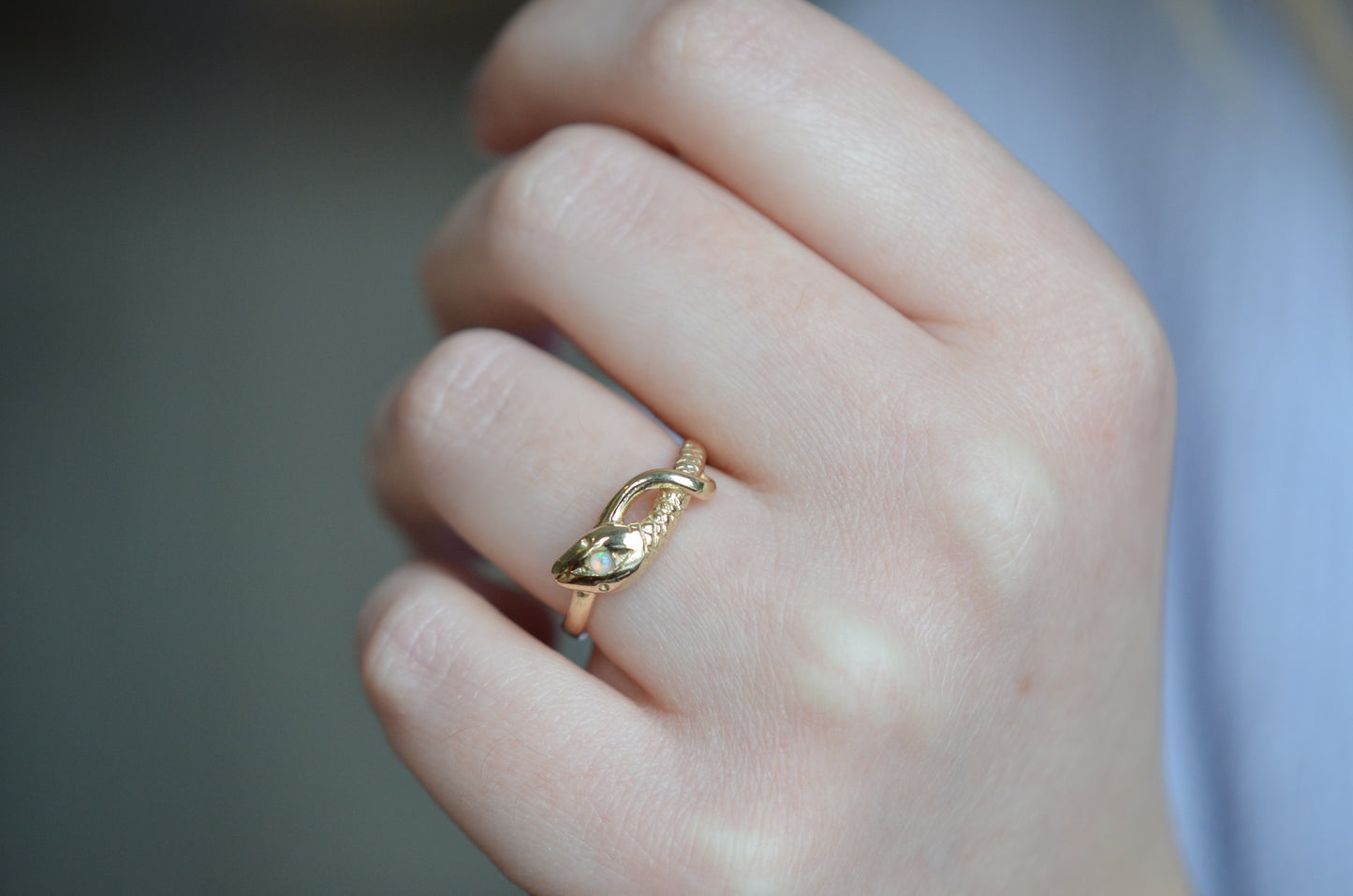 Estate Opal Snake Ring (Size 7.25)