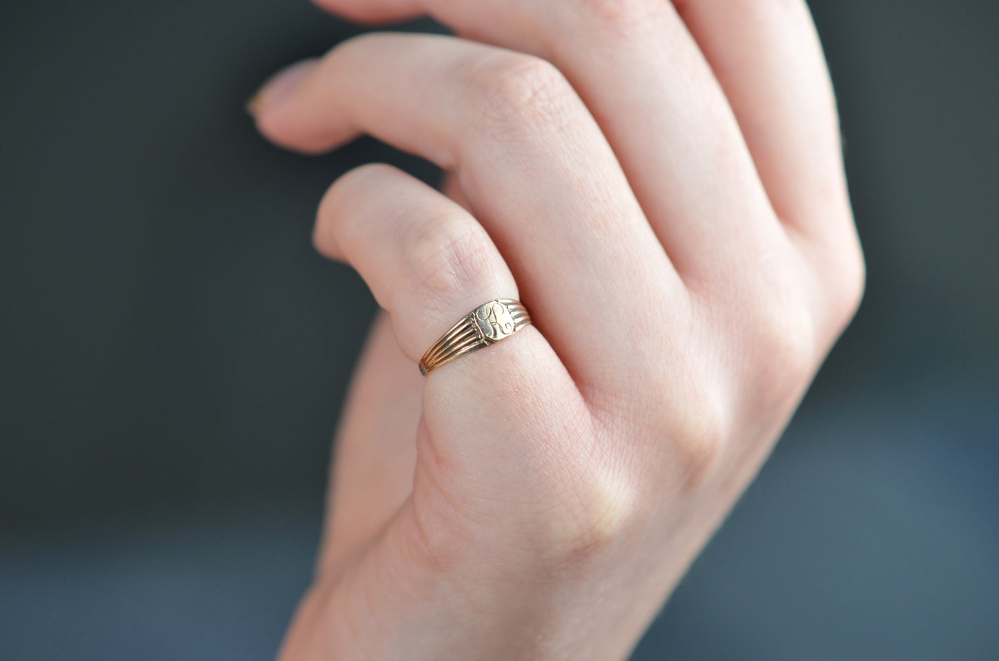 Dainty Antique "K" Baby/Pinky Ring