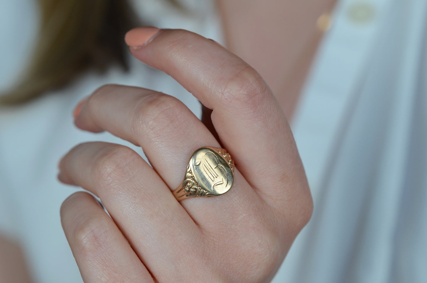 Big, Bold B Signet Ring