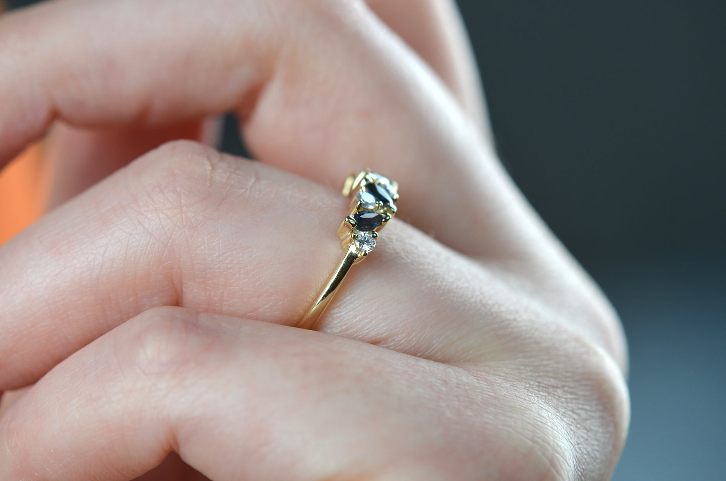 Gorgeous Marquise Sapphire and Diamond Half Hoop